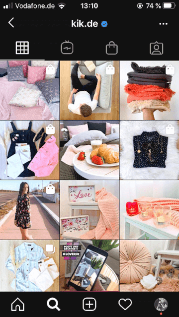 Shoppable Content bei Kik: Instagram Galerie